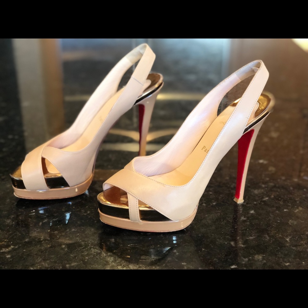 Christian Louboutin slingback heels 39.5 beige